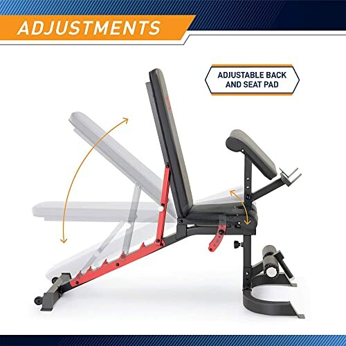 Adjustable weight bench with back and seat pad