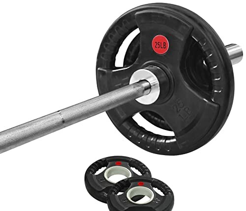 Barbell with 25 lb weight plate.