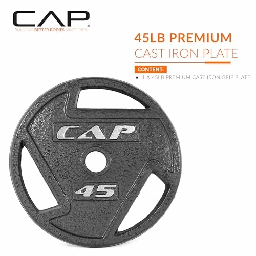 CAP 45lb premium cast iron weight plate