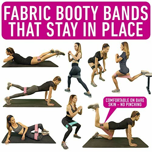 Women demonstrating exercises with fabric booty bands.