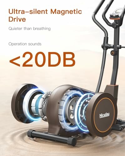 Exercise machine with ultra-silent magnetic drive, below 20DB noise.